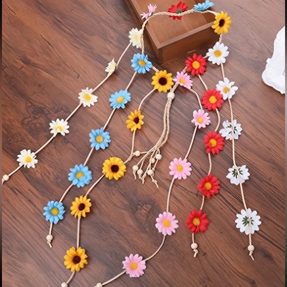 NEW| 1 Piece Chic Boho Festival Flower Tie Headband - Picture 2 of 6